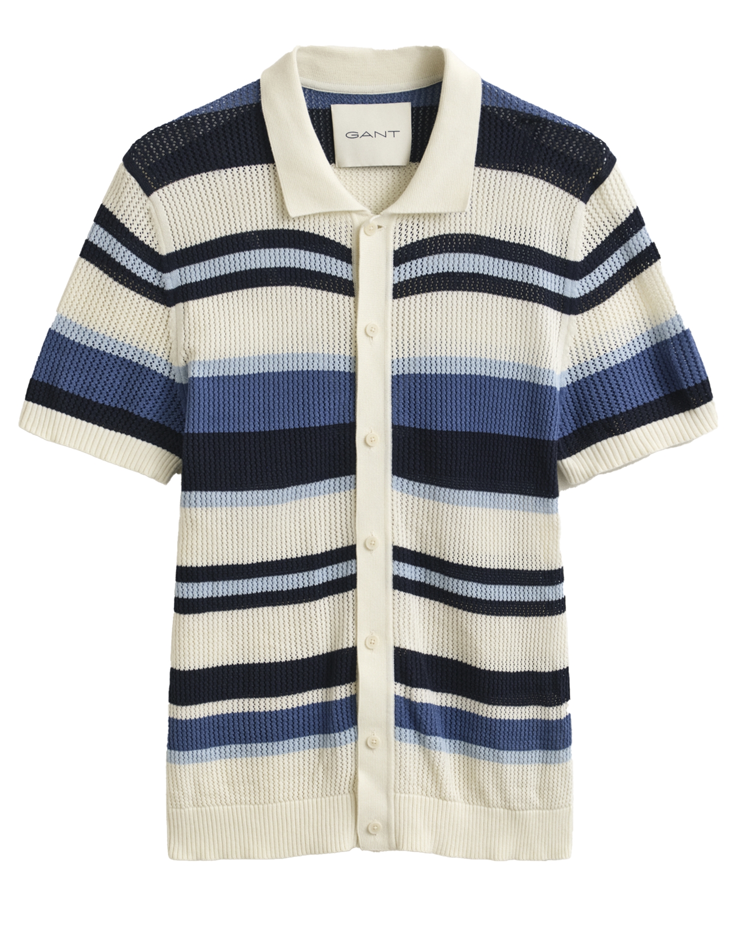 Gant - Striped Text Polo - Vintage Blue